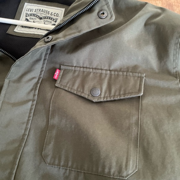 LEVI MENS OLIVE HOODED JACKET RAIN RESISTANCE SIZE XXL - Picture 5 of 8